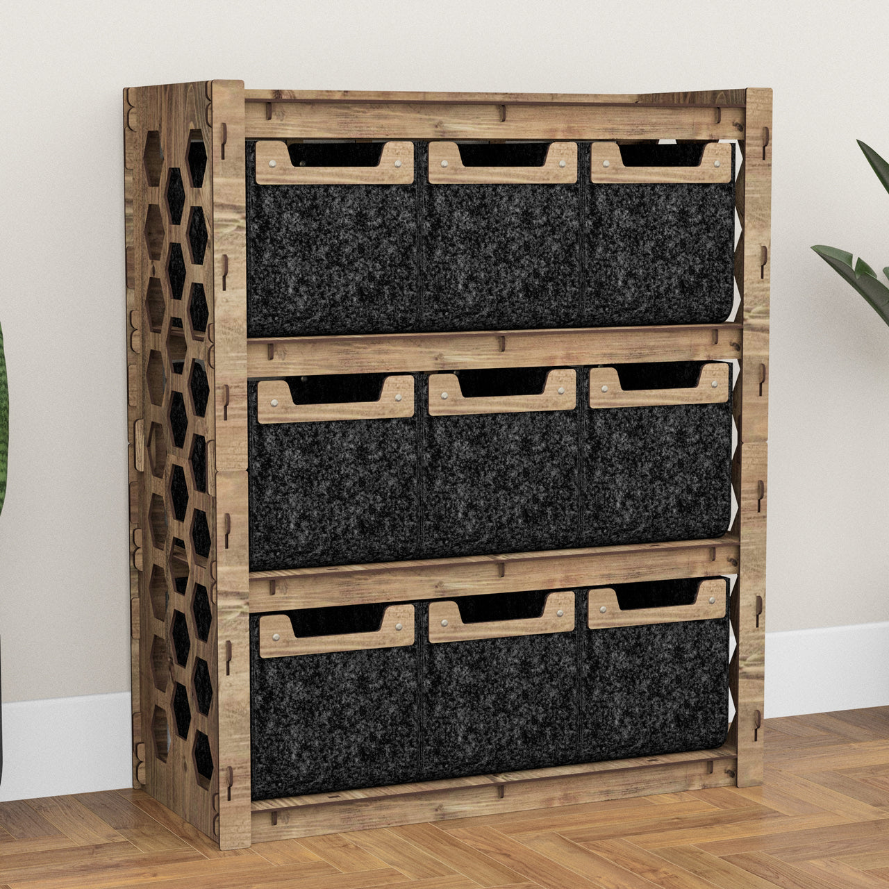 Honeycomb Dresser 9 Drawers Storage Unit [9 SMALL BLACK BINS]