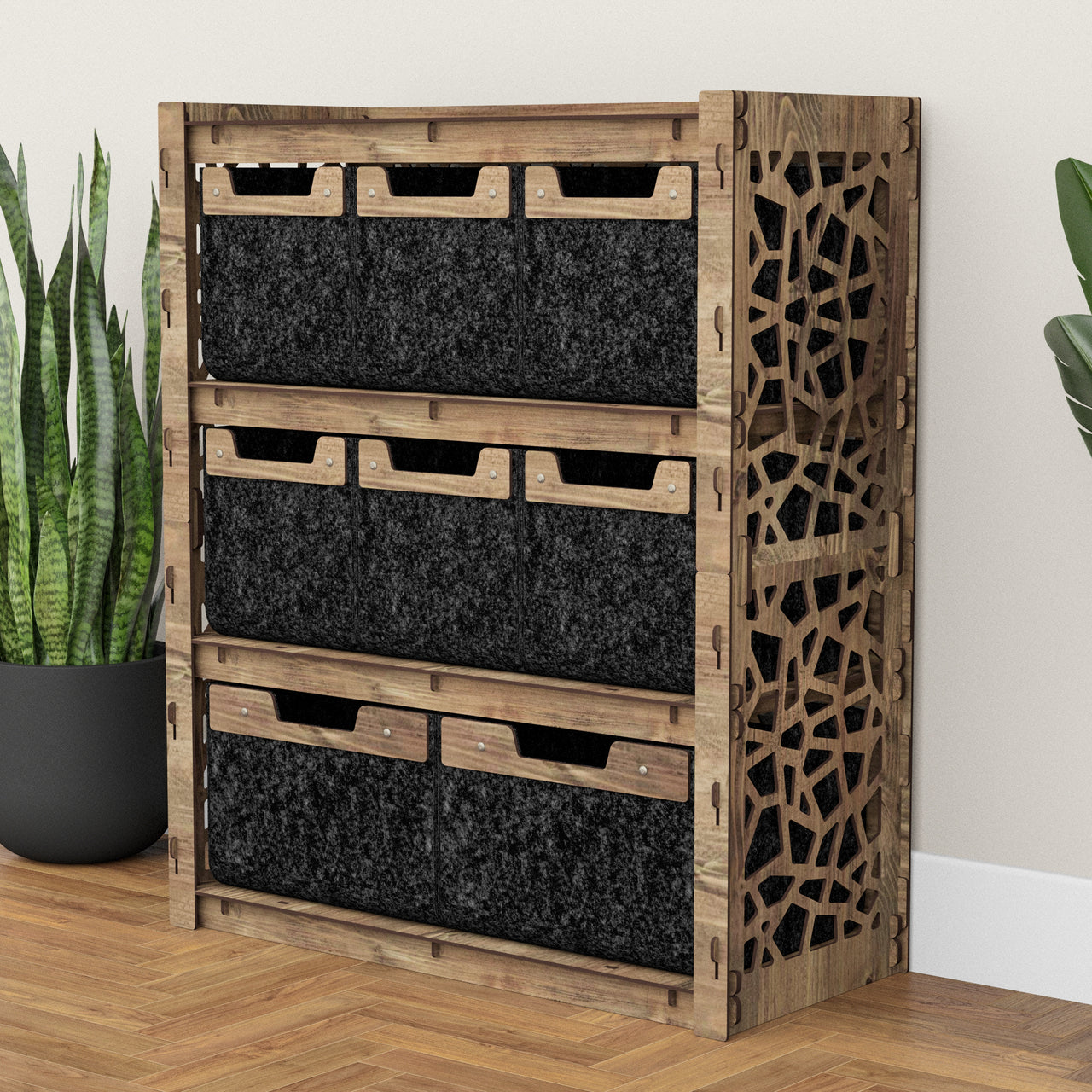 Stones Dresser 8 Drawers Storage Unit [2L 6S BLACK BINS]