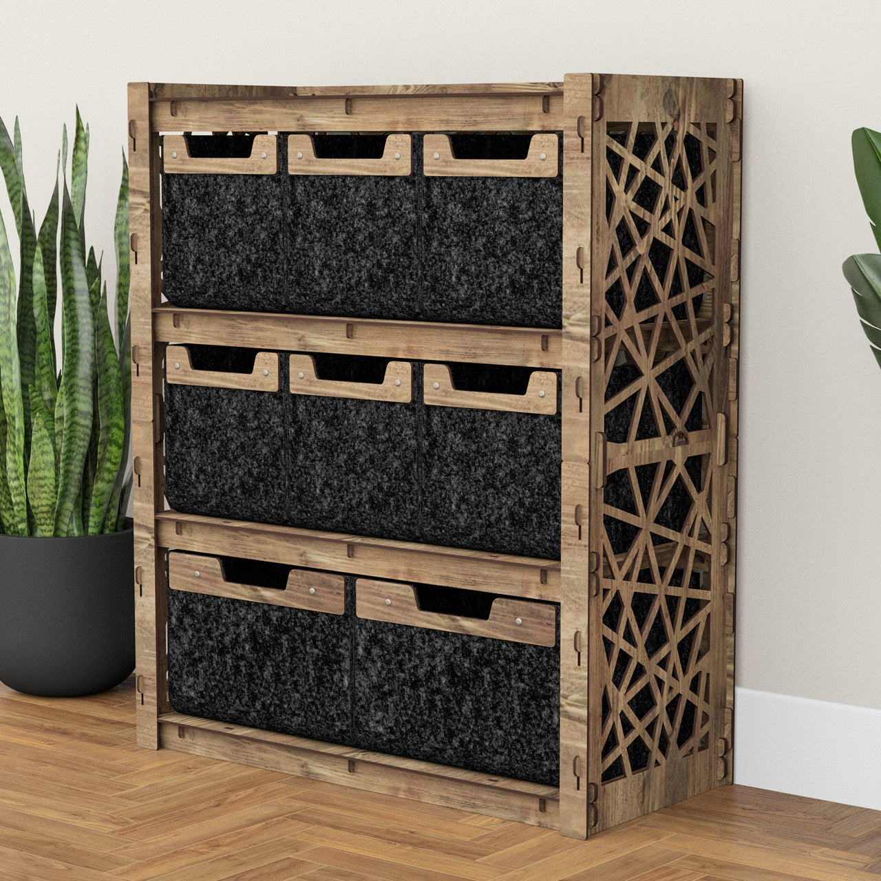 Crystals Dresser 8 Drawers Storage Unit [2L 6S BLACK BINS]