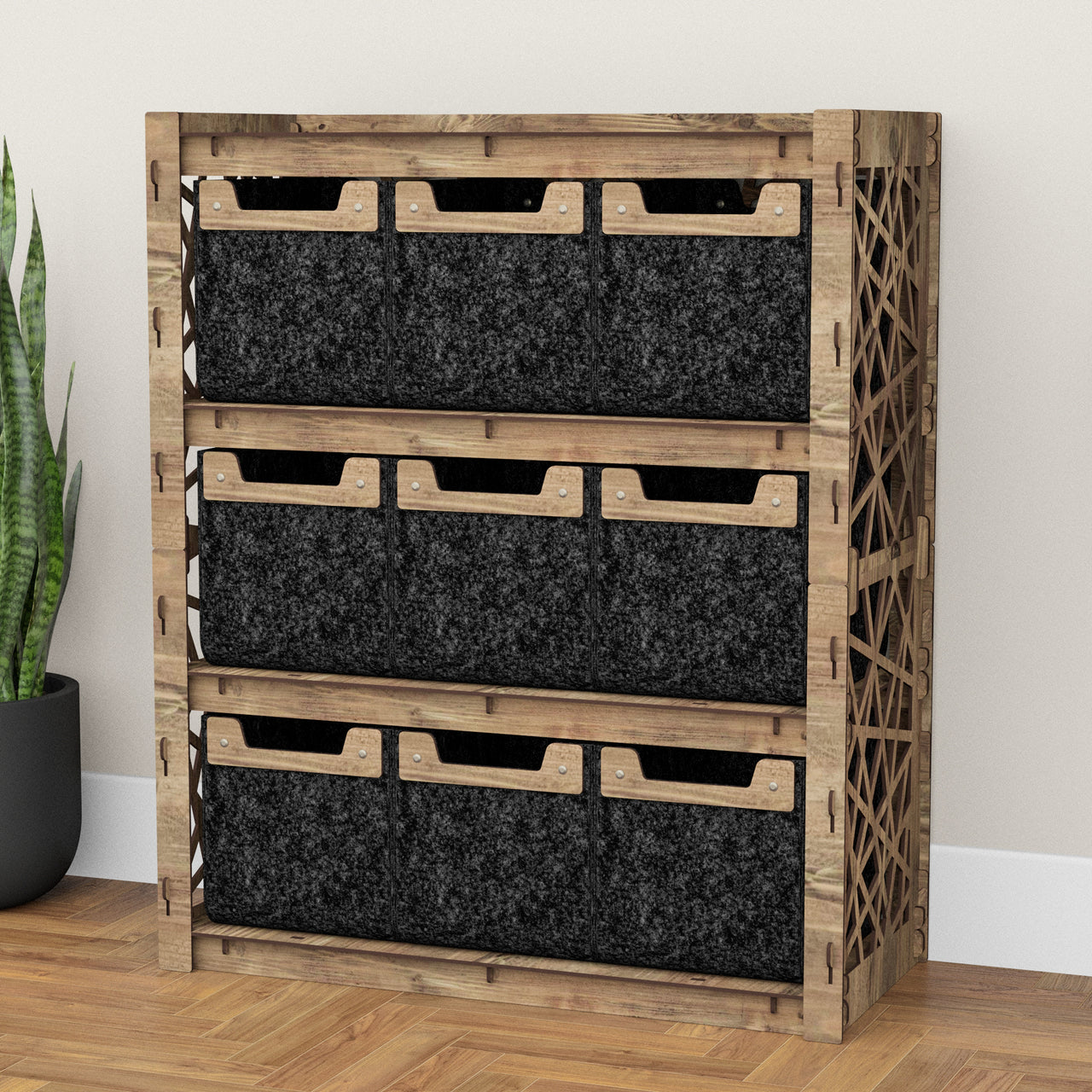 Crystals Dresser 9 Drawers Storage Unit [9 SMALL BLACK BINS]