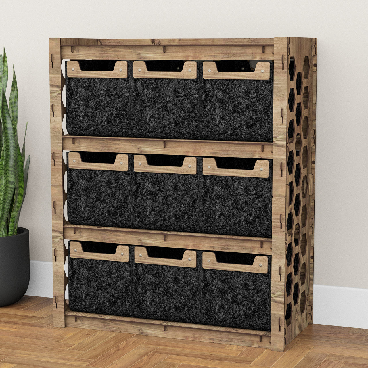 Honeycomb Dresser 9 Drawers Storage Unit [9 SMALL BLACK BINS]