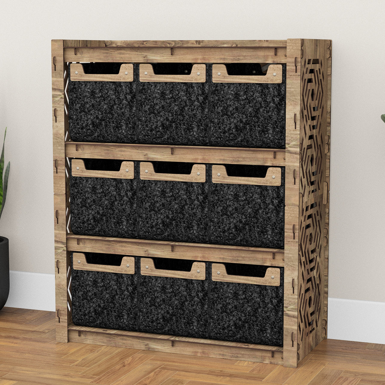 Solar Dresser 9 Drawers Storage Unit [9 SMALL BLACK BINS]