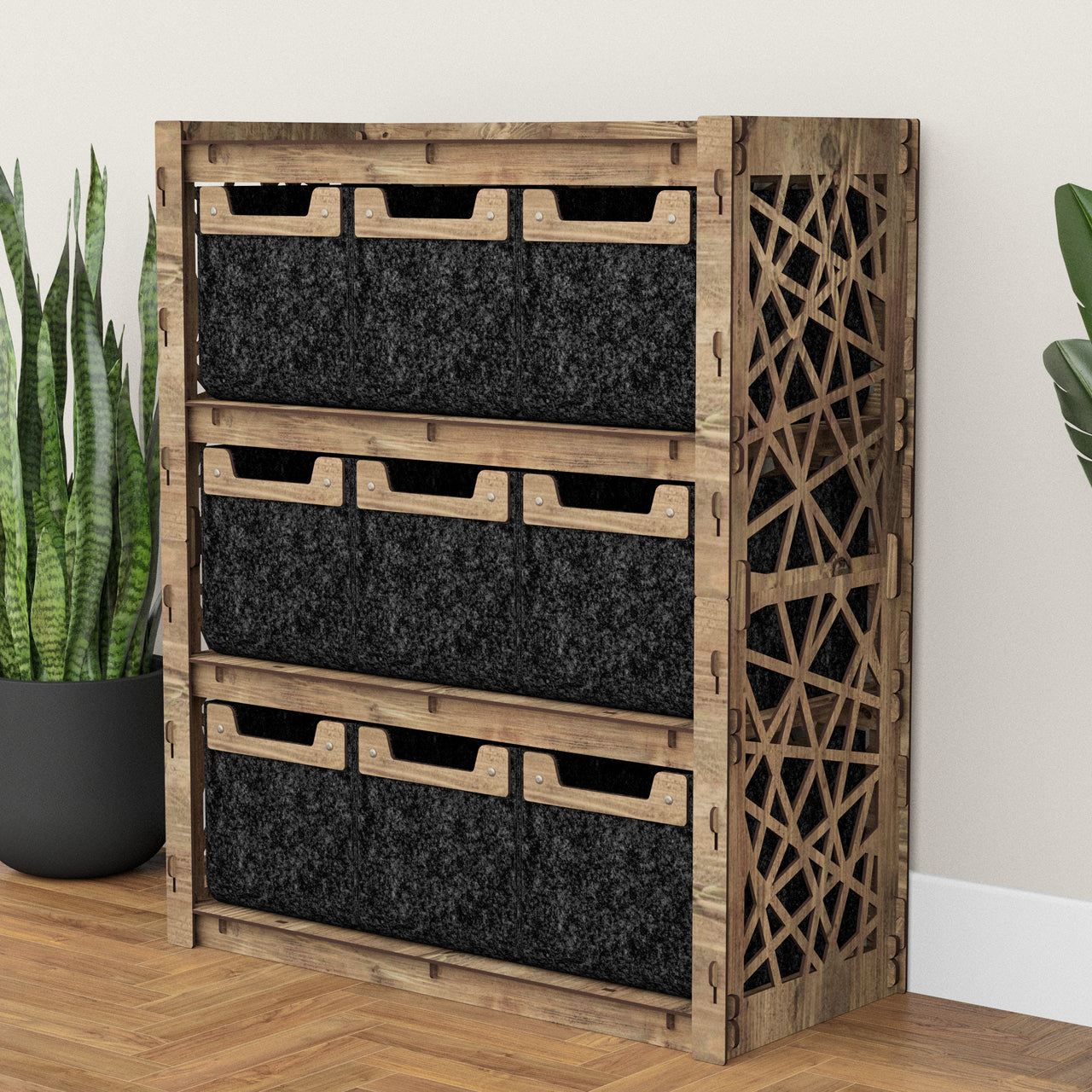 Crystals Dresser 9 Drawers Storage Unit [9 SMALL BLACK BINS]