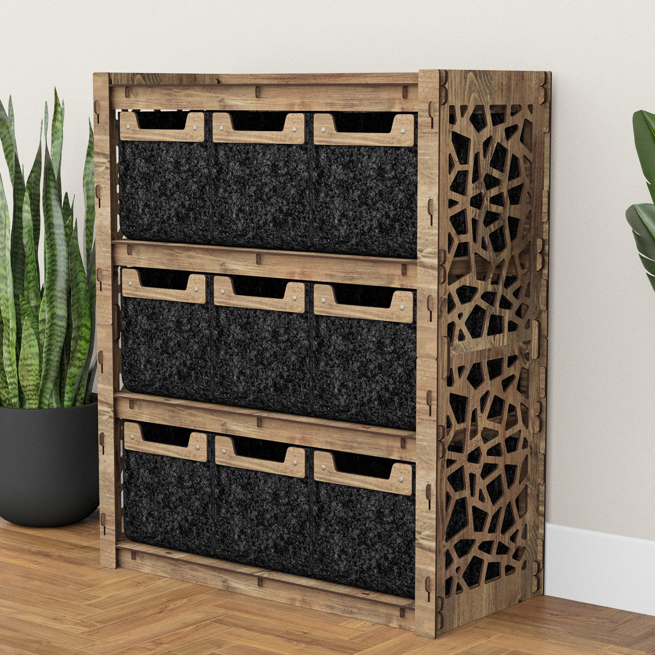 Stones Dresser 9 Drawers Storage Unit [9 SMALL BLACK BINS]