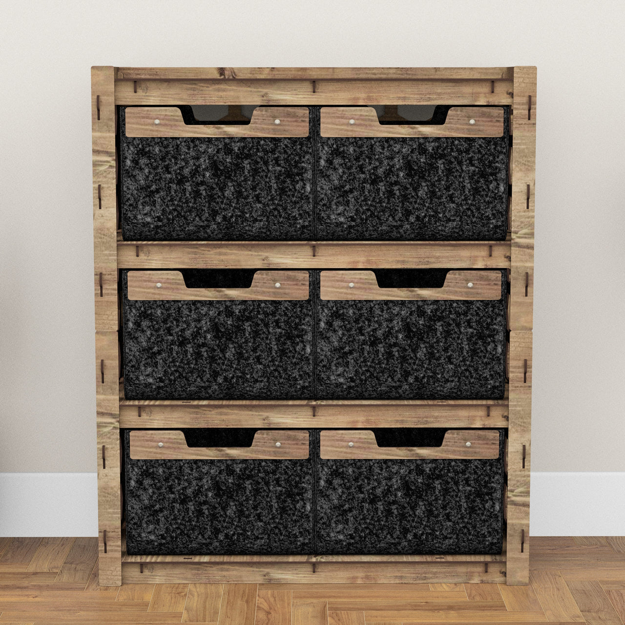 Honeycomb Dresser 6 Drawers Storage Unit [6 LARGE BLACK BINS]