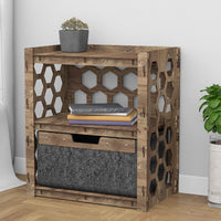 Thumbnail for Honeycomb Bedside Table Nightstand 1 Drawer [1 LARGE BLACK BIN]