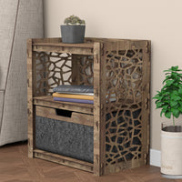 Thumbnail for Stones Bedside Table Nightstand 1 Drawer [1 LARGE BLACK BIN]