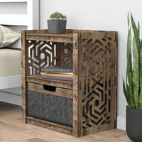 Thumbnail for Solar Bedside Table Nightstand 1 Drawer [1 LARGE BLACK BIN]