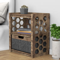 Thumbnail for Honeycomb Bedside Table Nightstand 1 Drawer [1 LARGE BLACK BIN]