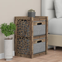 Thumbnail for Stones Bedside Table Nightstand 2 Drawers [2 GRAY BINS]