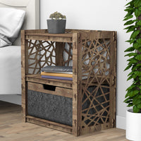 Thumbnail for Crystals Bedside Table Nightstand 1 Drawer [1 LARGE BLACK BIN]