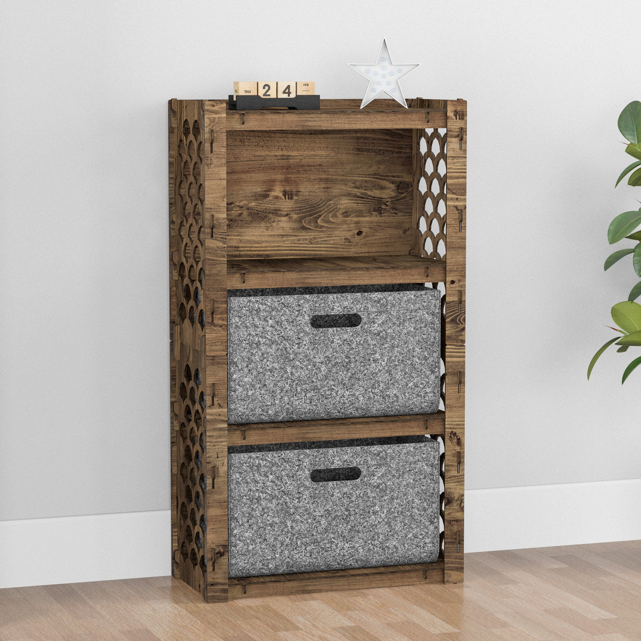 Mermaid Chest Of 2 Drawers Storage Cabinet [2L GRAY BINS]