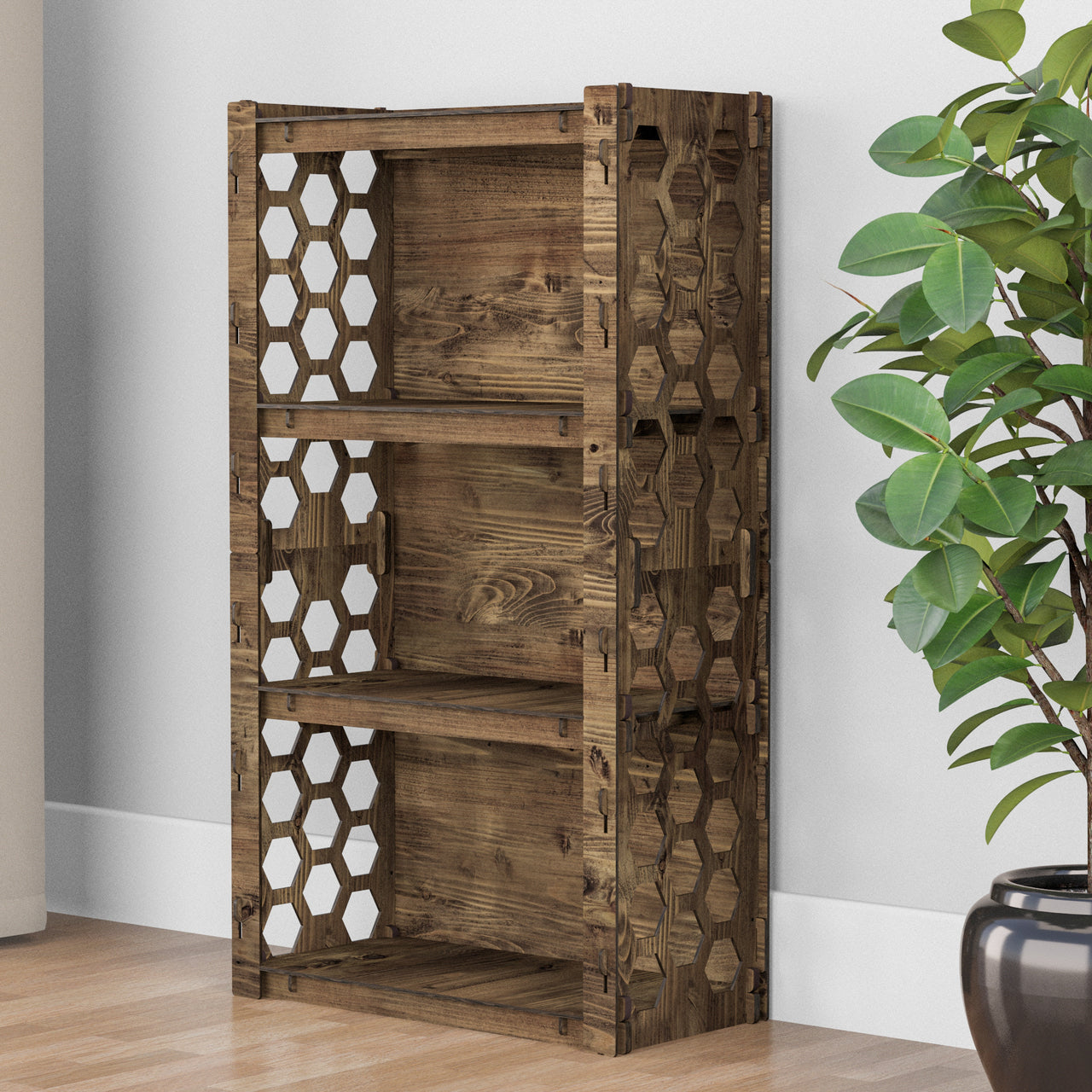 Honeycomb Chest Of 2 Drawers Storage Cabinet [2L GRAY BINS]