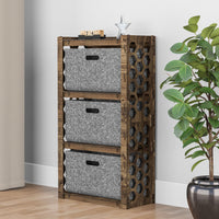 Thumbnail for Honeycomb Chest Of 3 Drawers Storage Cabinet [3L GRAY BINS]