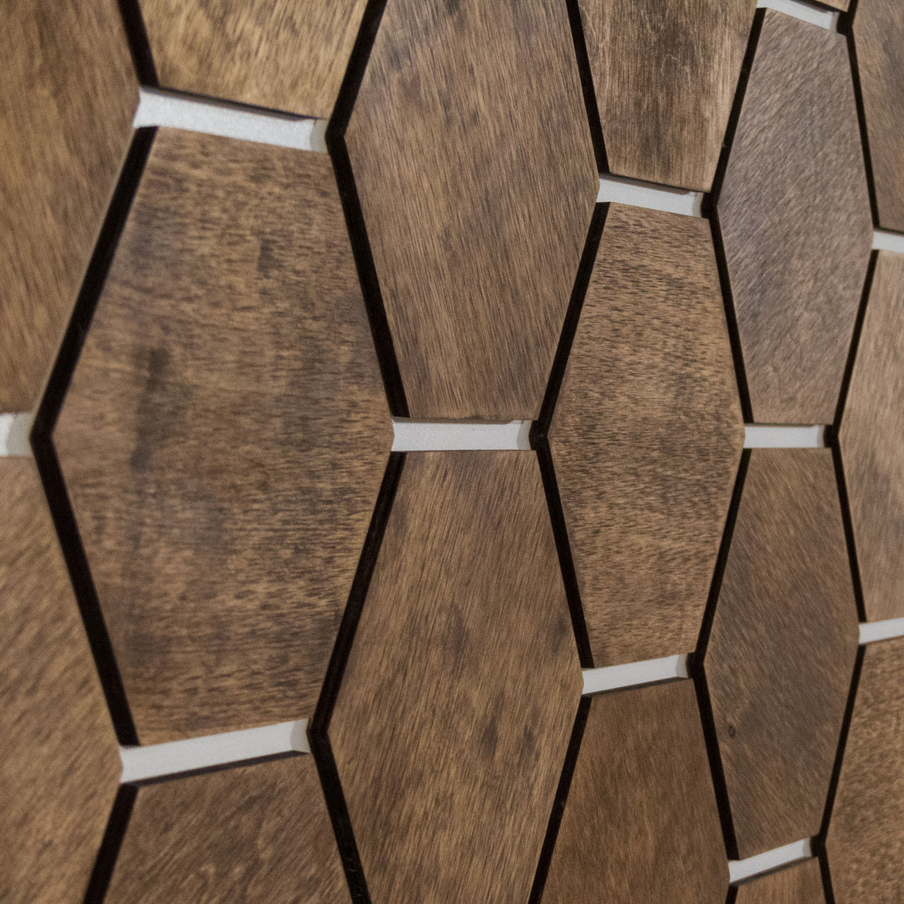 Hexagonal Wooden Wall Panels [32pcs] Birch Medium/Dark