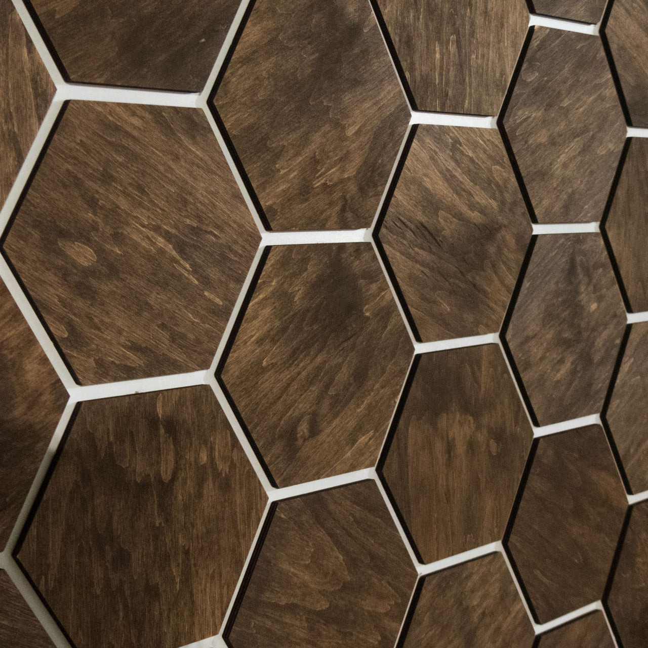 Hexagonal Wooden Wall Panels [32pcs] Alder Medium/Dark