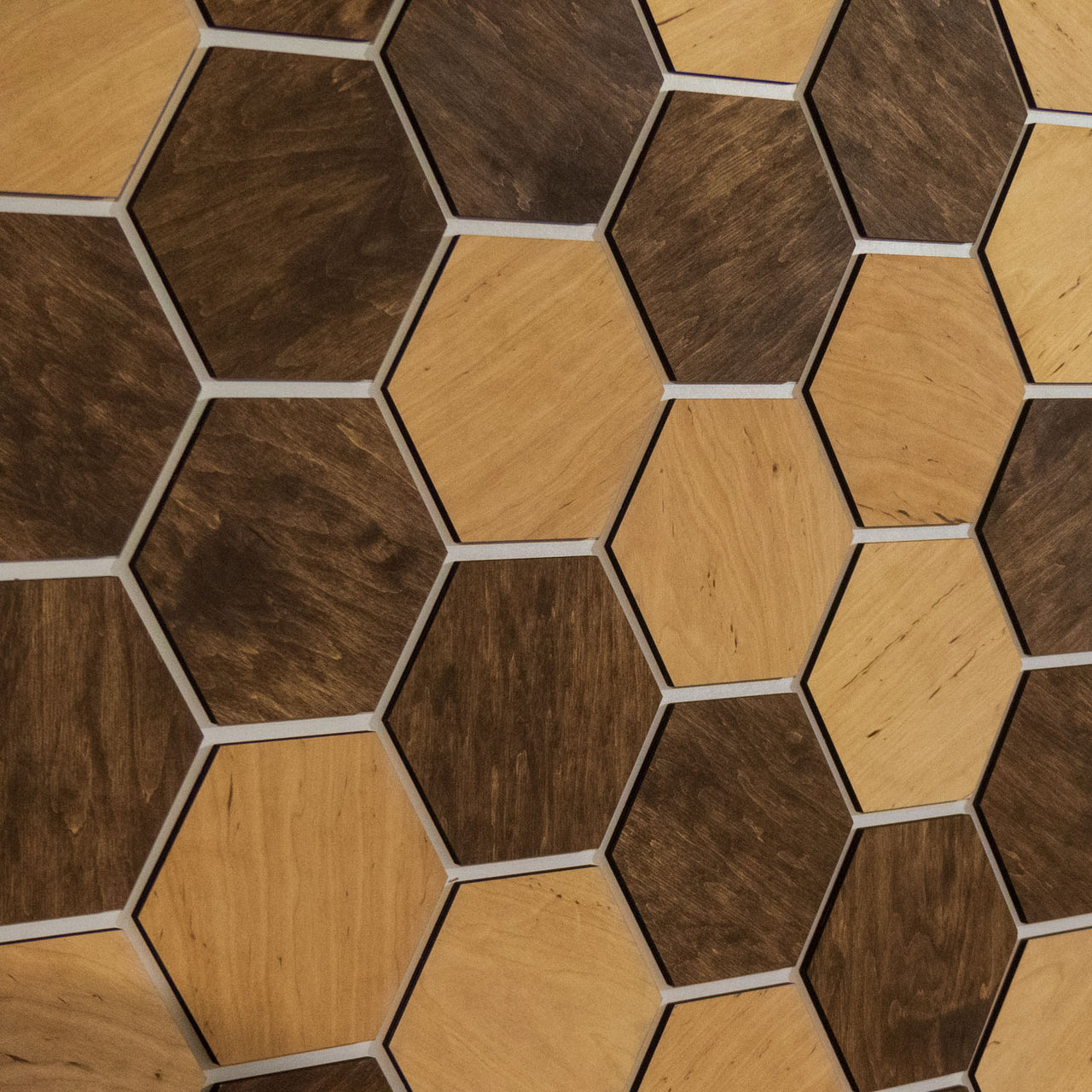 Hexagonal Wooden Wall Panels [32pcs] Alder Medium/Dark