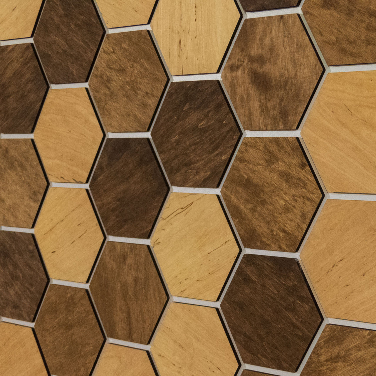 Hexagonal Wooden Wall Panels [32pcs] Alder Medium/Dark