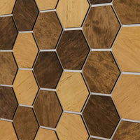 Thumbnail for Hexagonal Wooden Wall Panels [32pcs] Alder Medium/Dark