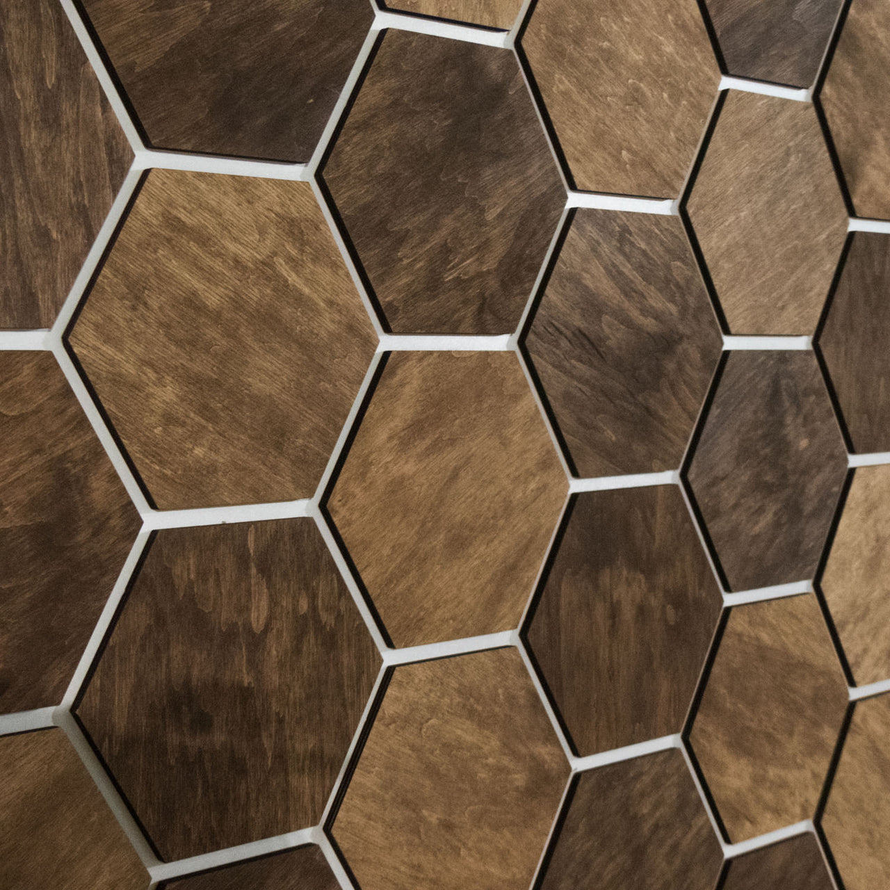 Hexagonal Wooden Wall Panels [32pcs] Alder Dark/Light