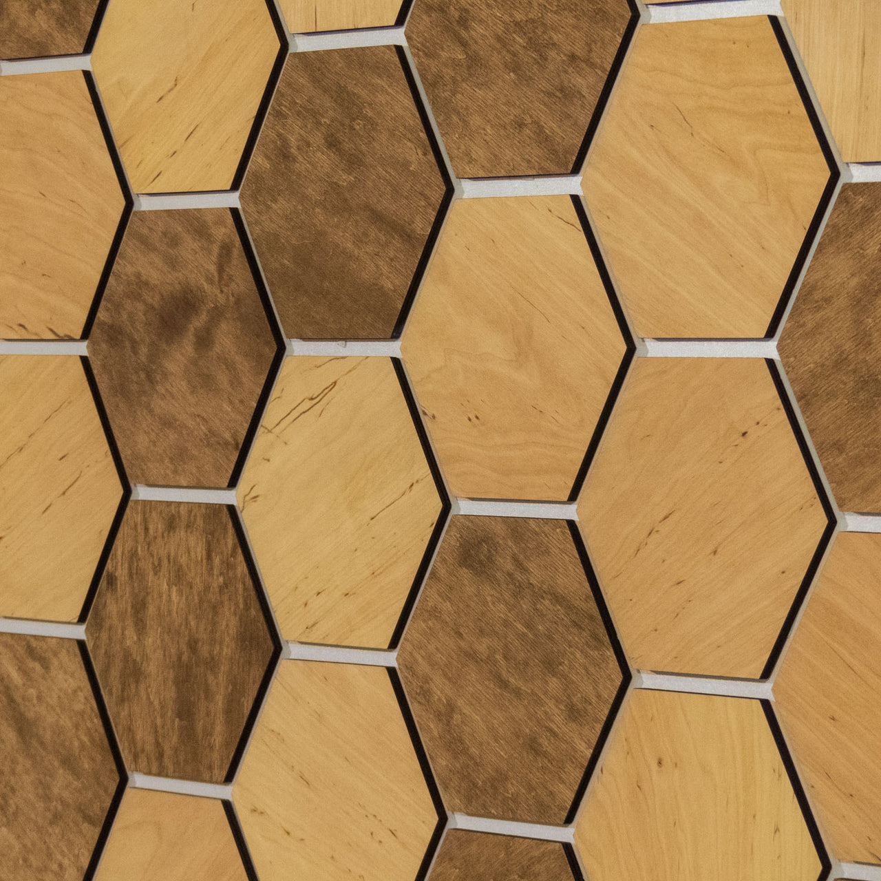 Hexagonal Wooden Wall Panels [32pcs] Alder Dark/Light