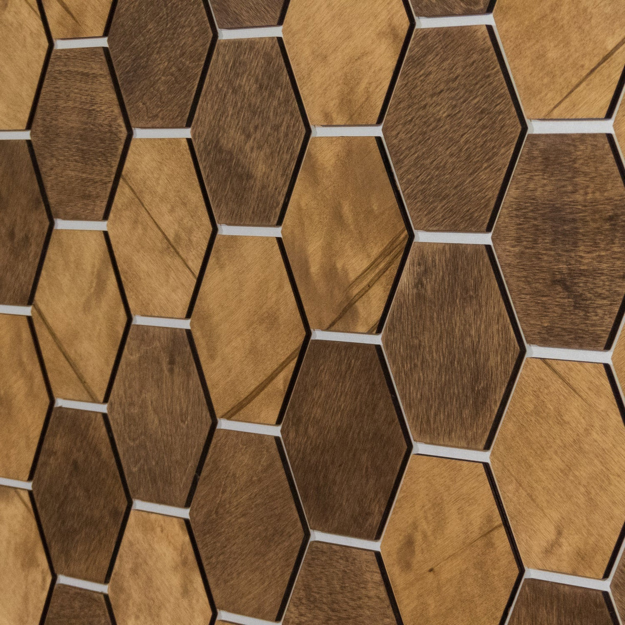 Medium and Dark Hexagon Wooden Wall Panels by Hexagonica