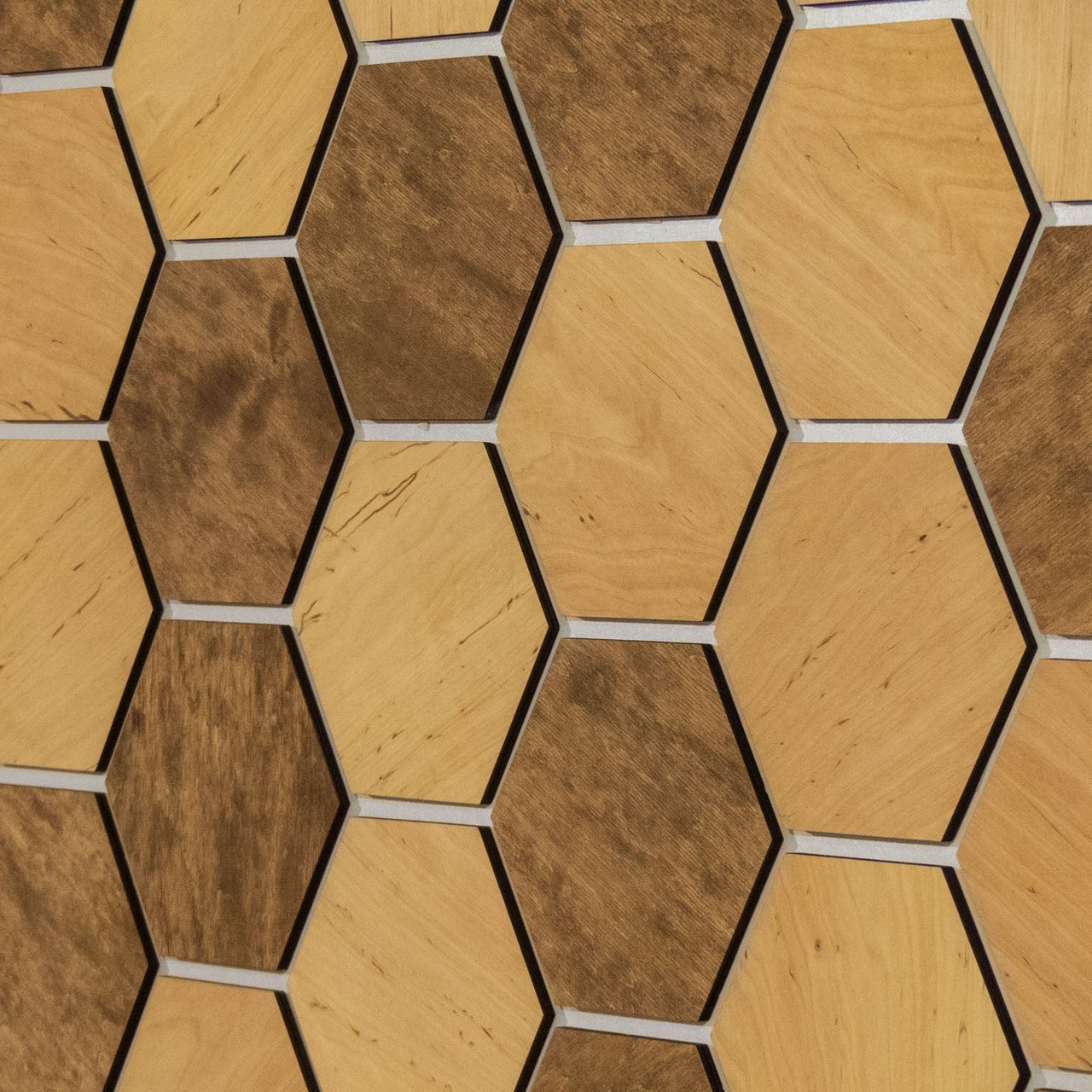 Medium and Light Hexagon Wooden Wall Panels by Hexagonica